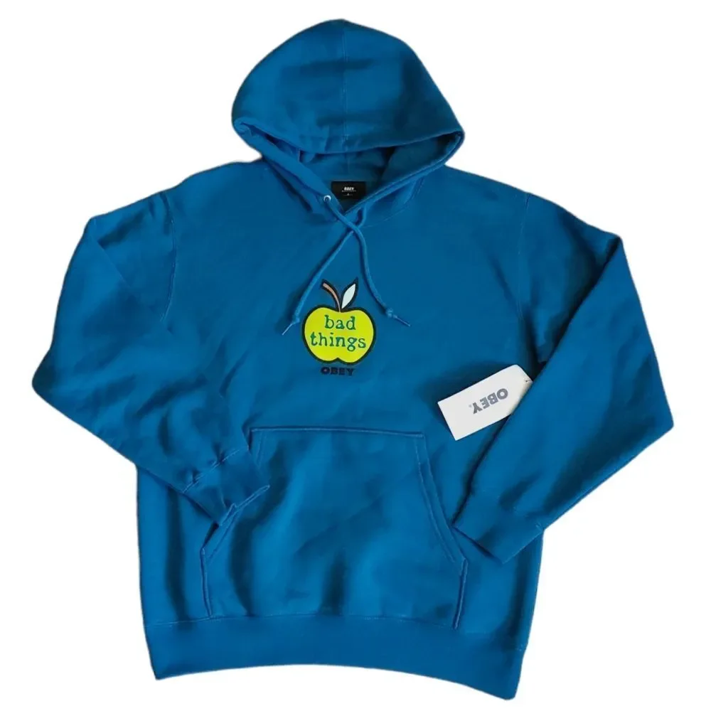 New Obey Bad Things Blue Sapphire Hoodie S